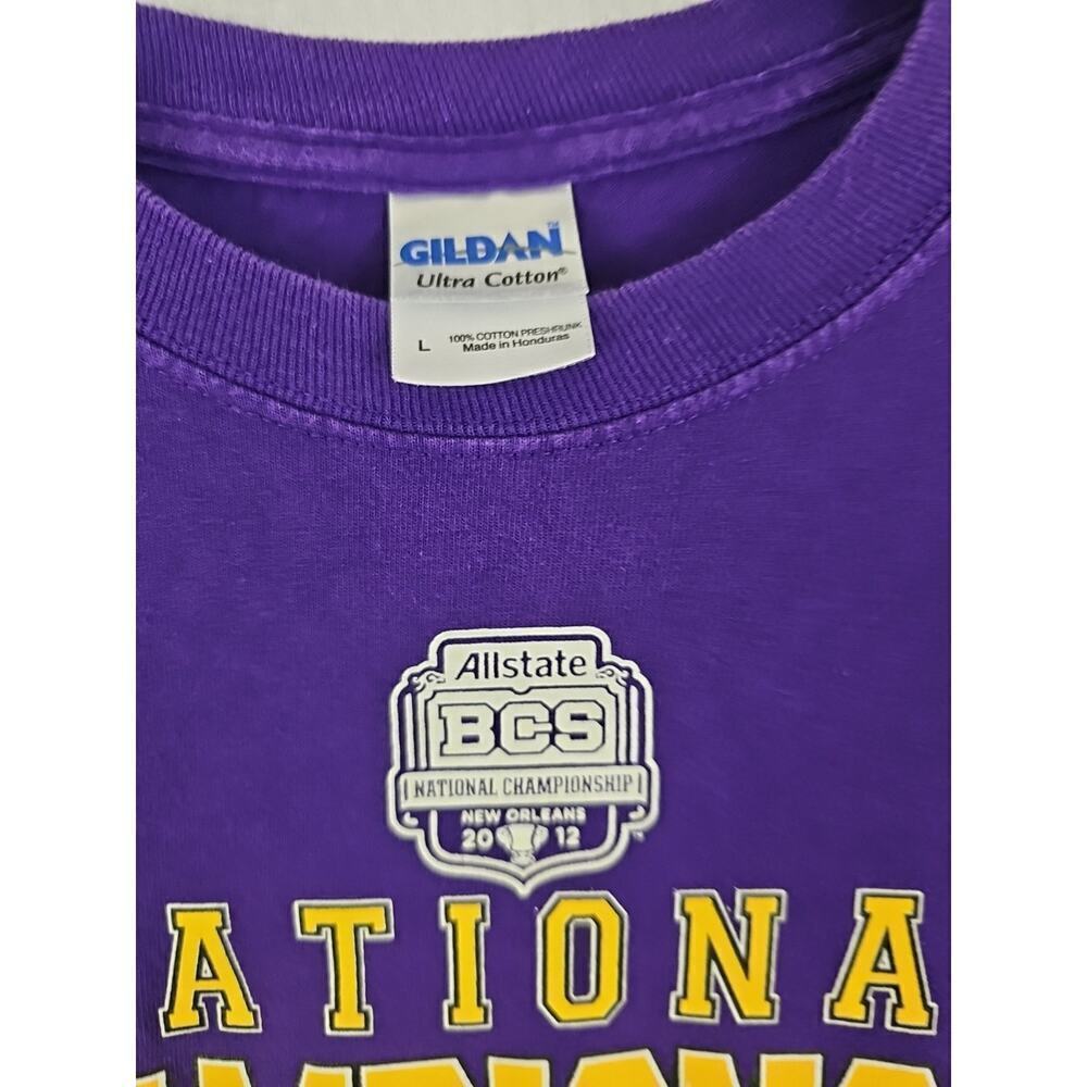 LSU TIGERS New Orleans 2012 NATIONAL CHAMPIONS 2011 Purple T-Shirt Long Sleeve - Picture 11 of 11